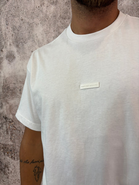T-Shirt bianca logo cucito