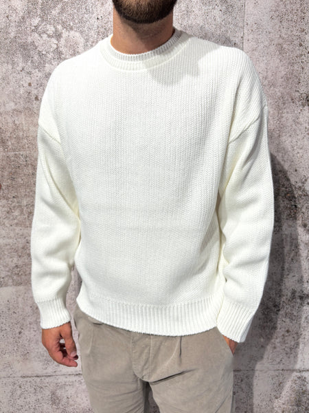 Maglione girocollo panna cropped art. M55