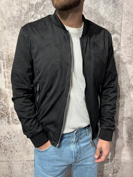 Bomber scamosciato nero