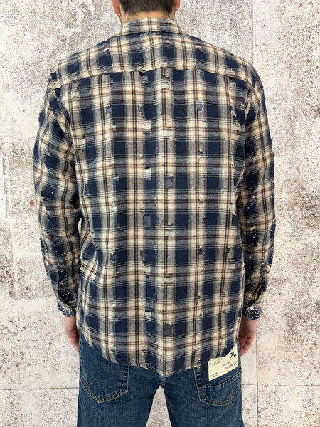 Camicia scozzese con rotture e brillantini