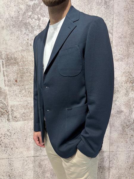 Giacca monopetto jersey blu notte