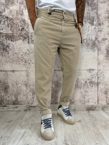 Pantalone beige velluto costine