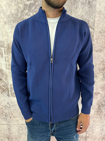 Maglione nylon blu full zip