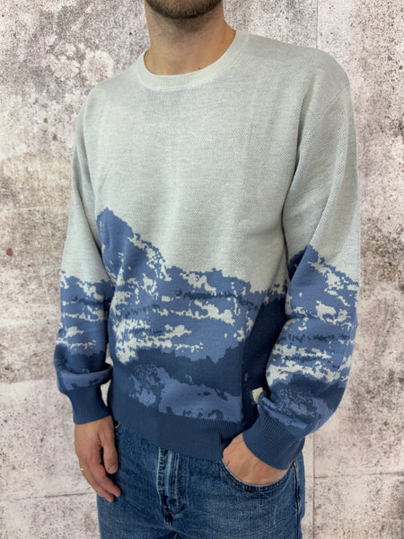Maglione grigio fantasia montagna