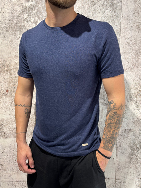 T-Shirt misto lino blu
