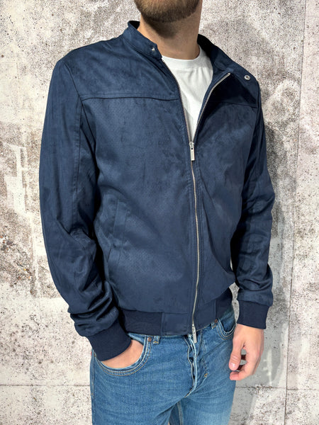 Biker ecopelle scamosciato blu