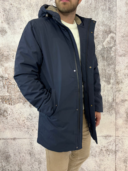 Giubbotto parka lungo col. Blu