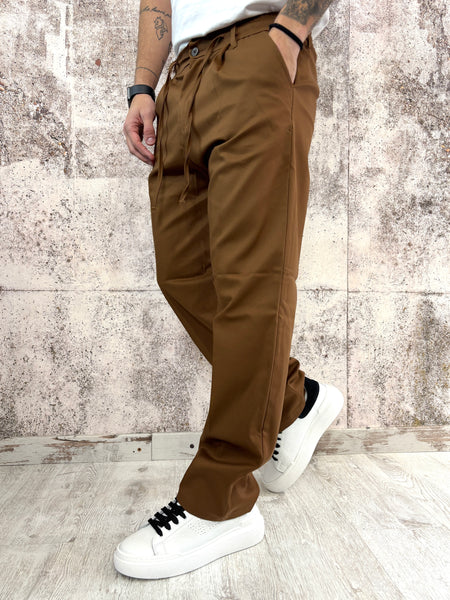 Pantalaccio cotone palazzo col. Tabacco