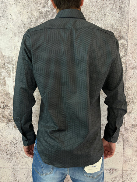 Camicia cotone grigio piombo microfantasia