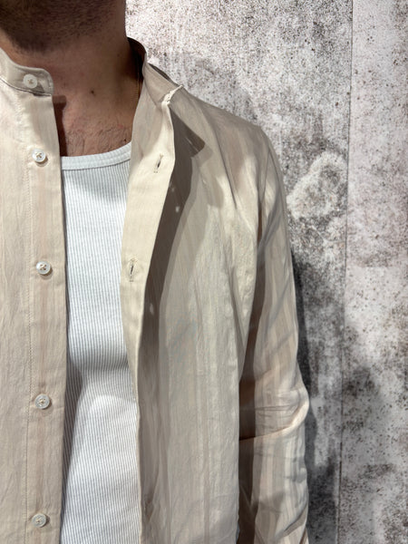 Beige tonal striped Korean shirt