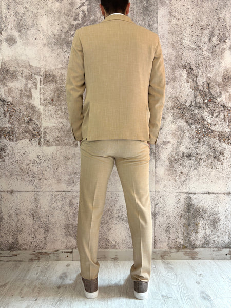 Abito monopetto cammello tessuto fiammato