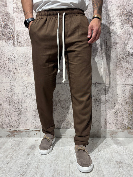 Pantalaccio cioccolato misto lino