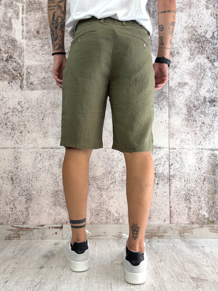 Bermuda chino lino verde