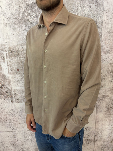 Camicia velluto camel micro costine