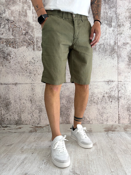 Bermuda chino lino verde