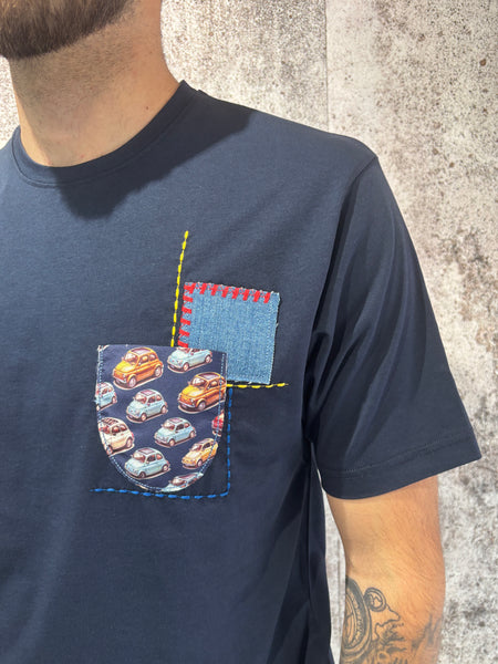 T-Shirt blu taschino premium