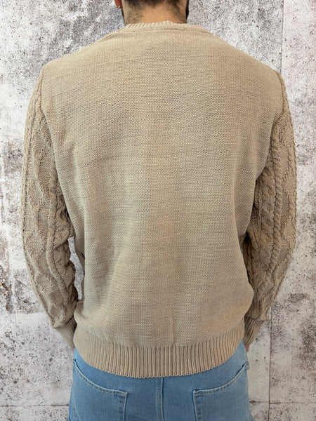 Maglione ciniglia trecce camel