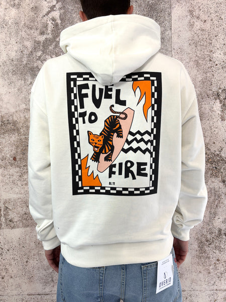 Felpa panna cappuccio con stampa fronte/retro