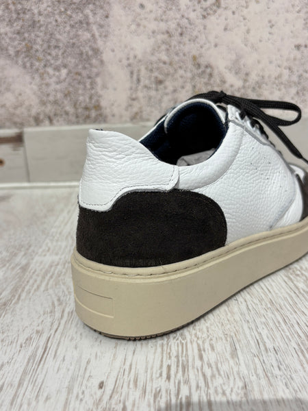 Sneakers pelle bianca/moro