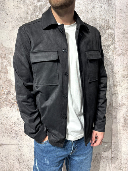 Black suede trucker jacket