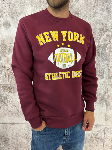 Felpa girocollo bordeaux New York