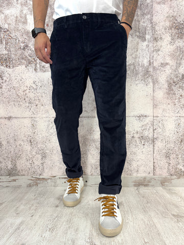 Pantalone chino velluto blu