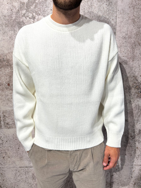 Maglione girocollo panna cropped art. M55