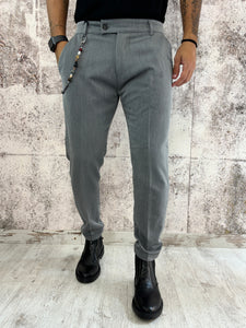 Pantalone Classic grigio scuro con catenella