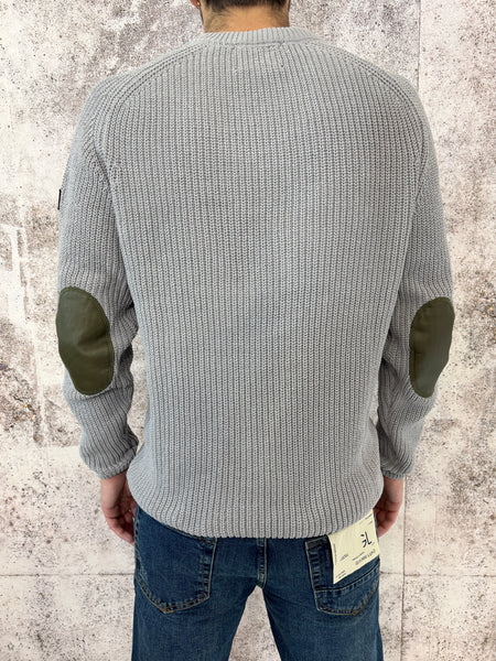 Maglione costine grigio con toppe