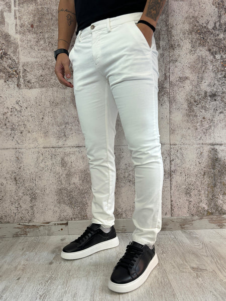 Pantalone chino velluto bianco