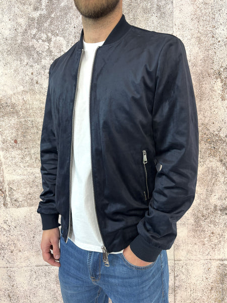 Giubbino bomber scamosciato blu