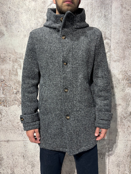 Cappotto mod. parka lana grigio