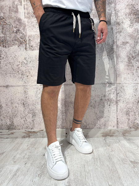 Bermuda cotone nero con coulisse