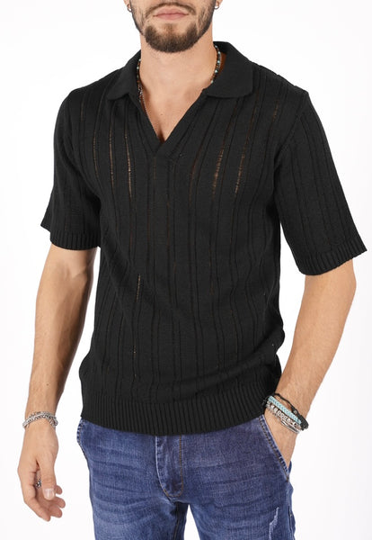 Polo in maglia nera