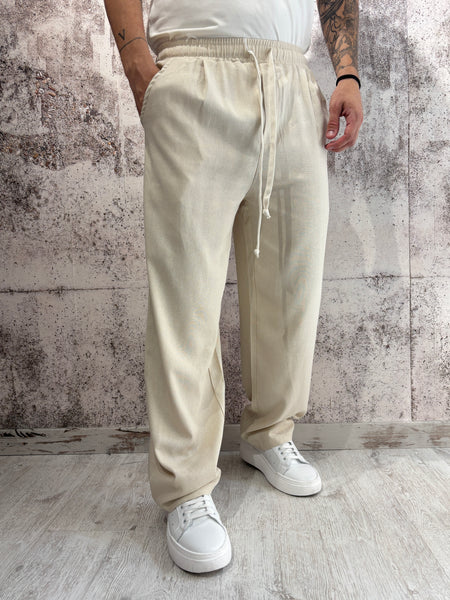 Pantalaccio palazzo sabbia misto lino