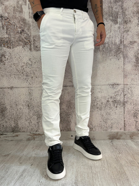 Pantalone chino velluto bianco