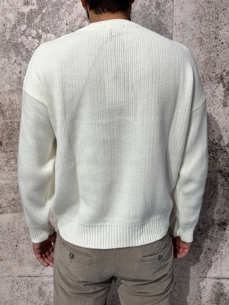 Maglione girocollo panna cropped art. M55