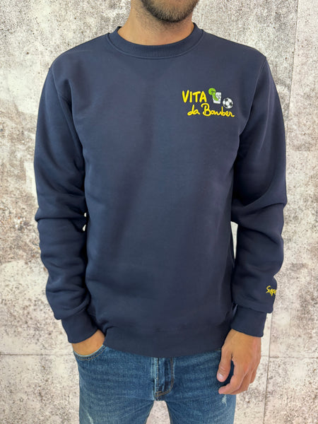 Felpa blu vita da bomber