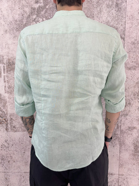 Camicia coreana lino menta