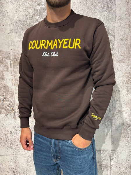 Felpa girocollo moro Courmayeur Sky Club