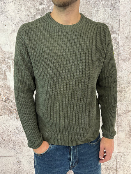 Maglione costine militare con toppe