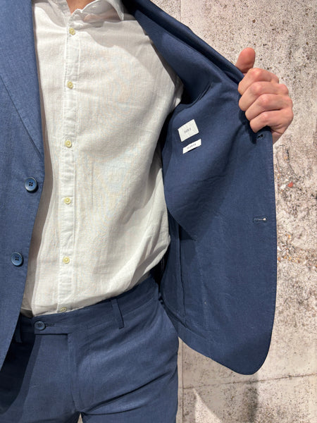 Abito misto lino blu