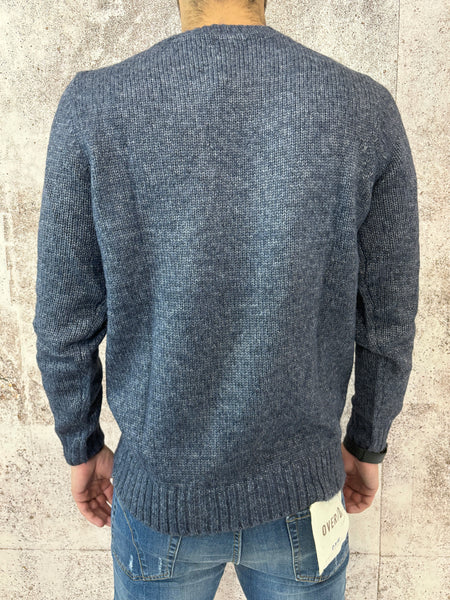 Maglione girocollo blu melange