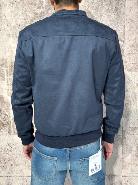 Biker ecopelle scamosciato blu