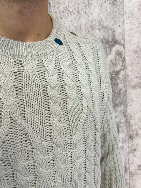 Maglione ghiaccio trecce e ricami