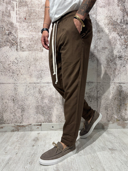 Pantalaccio cioccolato misto lino