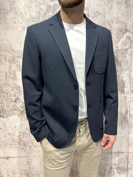 Giacca monopetto jersey blu notte