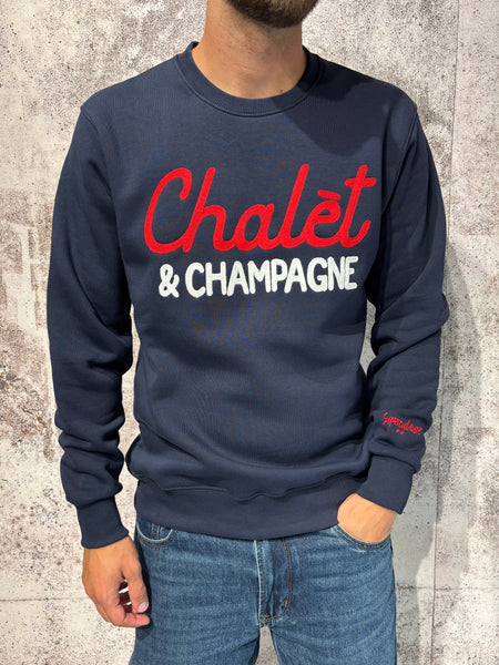 Felpa girocollo blu Chalet&Champagne