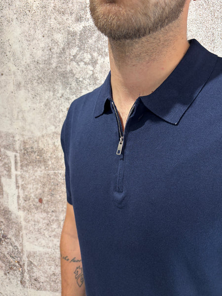 Polo in maglia zip blu