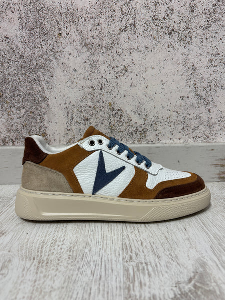Sneakers superstar bianca/moro/cuoio/azzurra